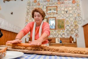 November 2014. Preparing traditional sweet "melekounι". It took place during the workshop "Traditional wedding's sweet "melekouni" and bread of the Archangelos village". Host: Traditional house Tsampika. Archangelos Rhodes. 